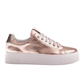 Marco Shoes Dámské tenisky z pravé kůže na silné podrážce zlatý Marco Shoes Dámské tenisky z pravé kůže na silné podrážce zlatý