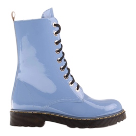 Marco Shoes Vysoké kotníkové boty, kozačky zavázané na průsvitné podrážce modrý Marco Shoes Vysoké kotníkové boty, kozačky zavázané na průsvitné podrážce modrý