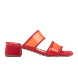 Marco Shoes Dámské pantofle s průsvitnými pruhy červený