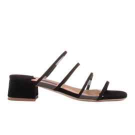 Marco Shoes Dámské pantofle s průsvitnými pruhy černý