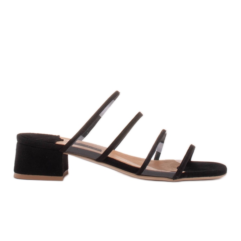 Marco Shoes Dámské pantofle s průsvitnými pruhy černá