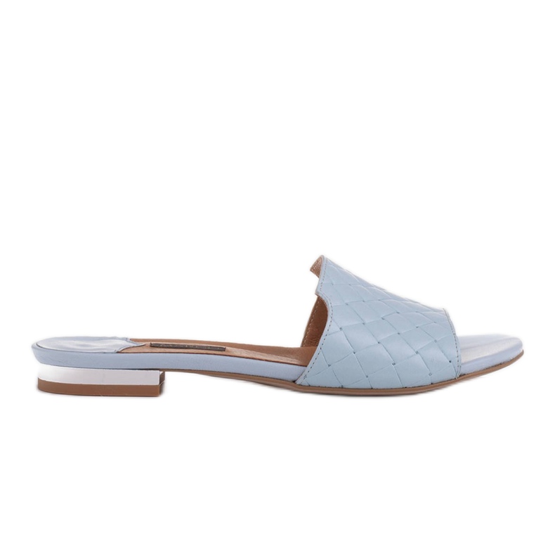 Marco Shoes Elegantní dámské pantofle z reliéfní kůže modrý