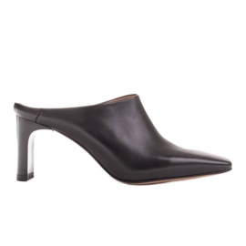 Marco Shoes Kožené letní lodičky s otevřenými zády černý