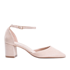 Béžové lodičky na nízkém sloupku Gemma béžový