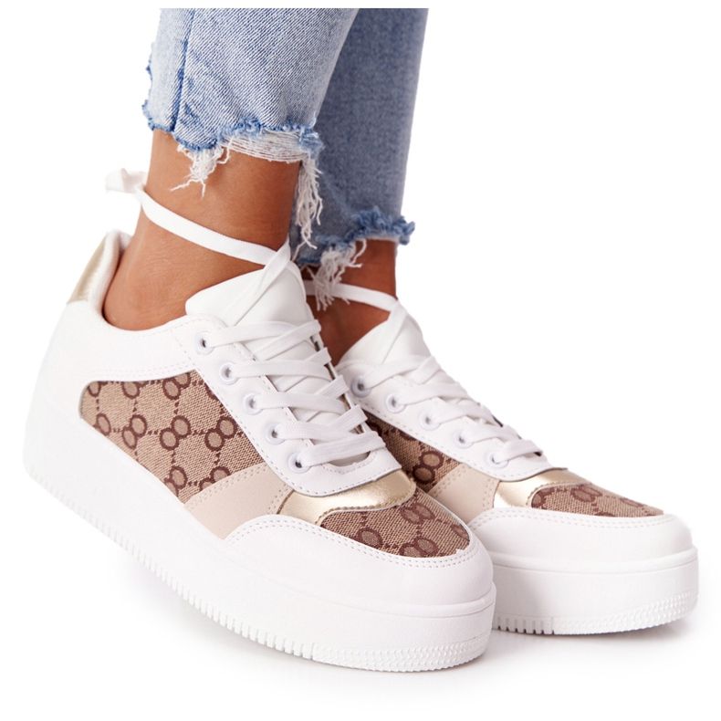 Sportovní obuv Tenisky na platformě bílé a zlaté Allisone bílý zlatý
