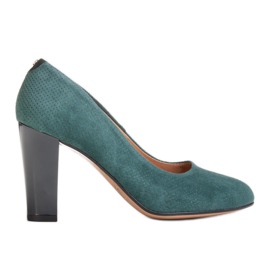 Marco Shoes Zelené lodičky 777P vyrobené z unikátní semišové kůže s 3D tečkami zelený