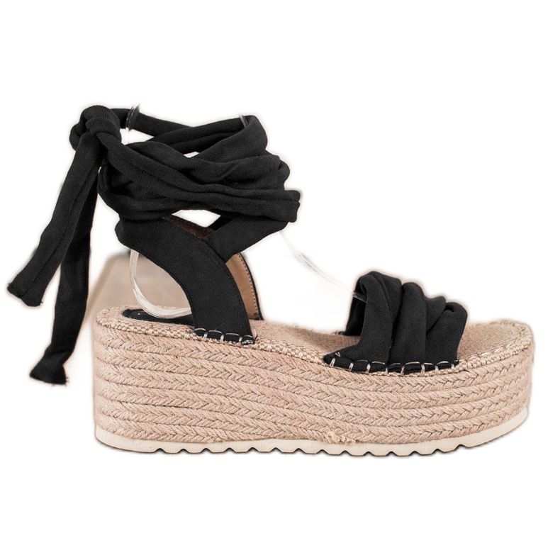 Seastar Svázané sandály na vysoké platformě černá