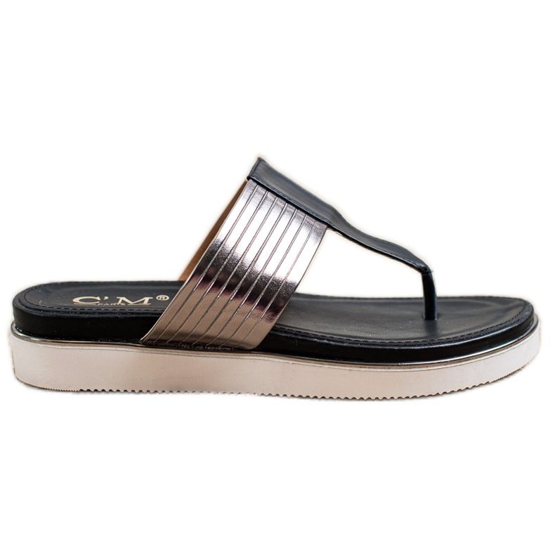 Cm Paris Pohodlné žabky z ekologické kůže černá
