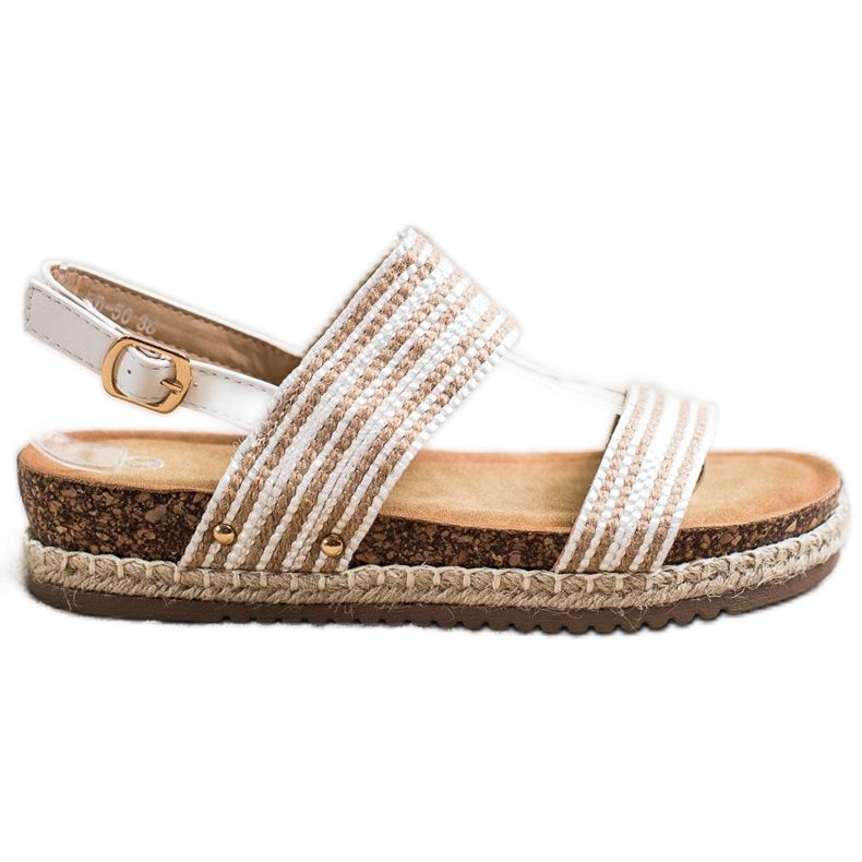 SHELOVET Pohodlné sandály s přezkou bílý hnědý