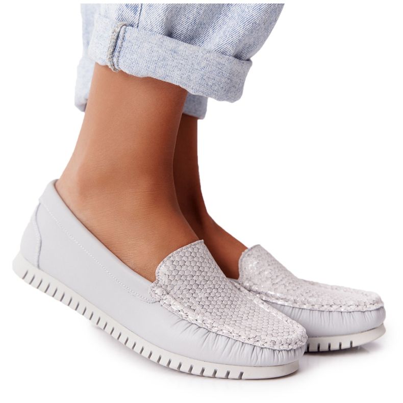 Dámské kožené mokasíny S.Barski 97630 Grey šedá