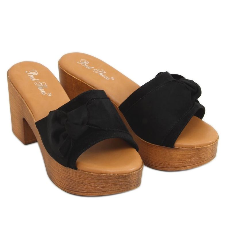 Černé pantofle ala clogs black YL-3M127 Black černá