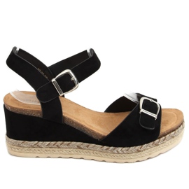 Černé espadrilky na klíncích YL93 Black černý