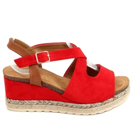 Červená YL90 Červené espadrilky na klíncích červený