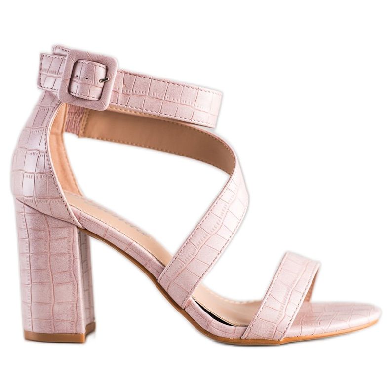 Renda Sandály Na Tyči S Eko Kůže růžový