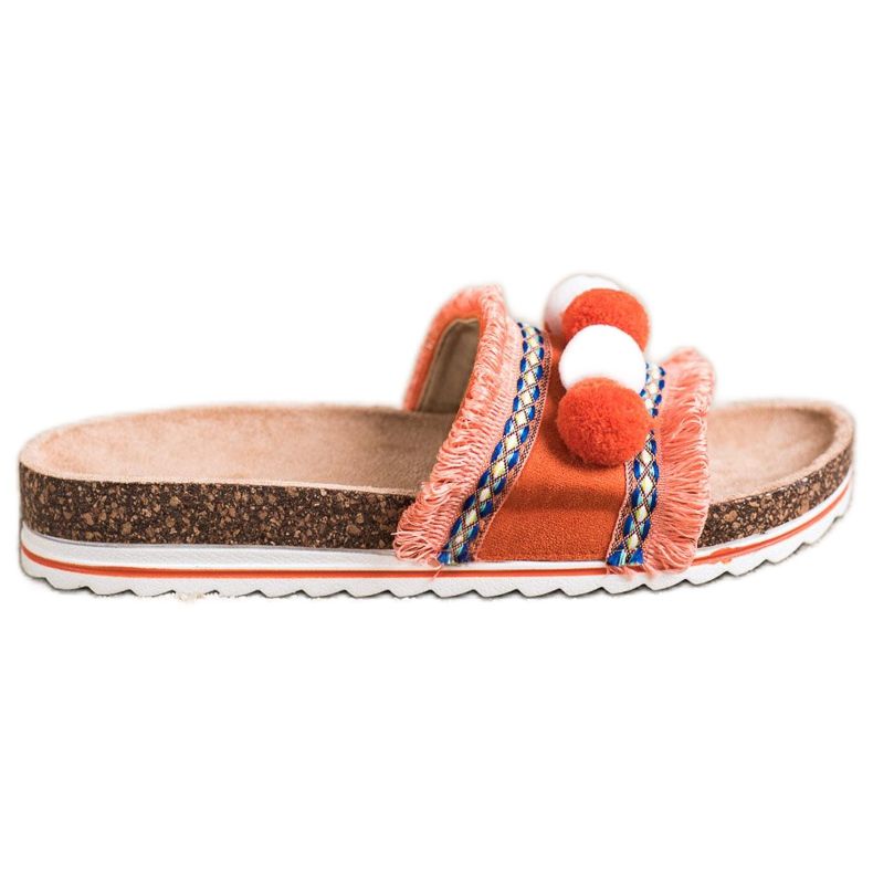 SHELOVET Módní pantofle s bambulí oranžový