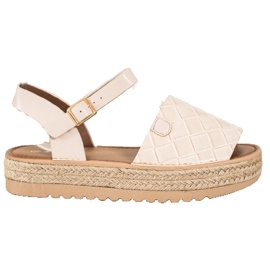 SHELOVET Espadrilles sandály s eko kůží béžový SHELOVET Espadrilles sandály s eko kůží béžový