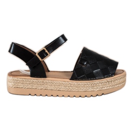 SHELOVET Espadrilles sandály s eko kůží černý