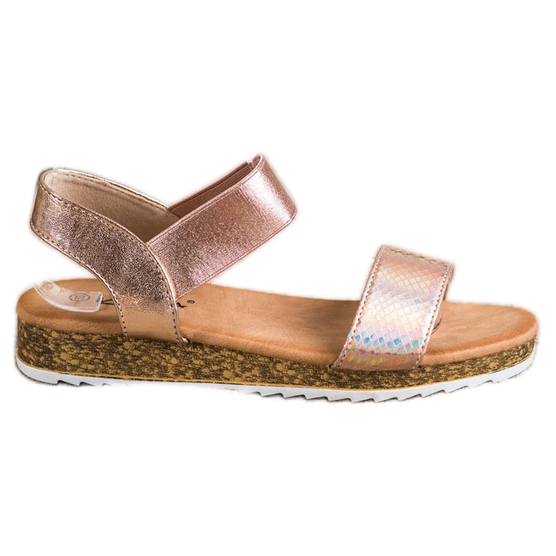 Kayla Lesklé ekologické kožené sandály zlatý