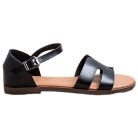 Ideal Shoes Klasické sandály vyrobené z ekologické kůže černý