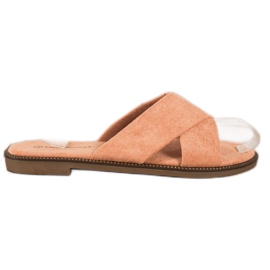 Ideal Shoes Elegantní semišové pantofle pomerančový