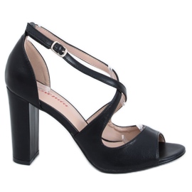 Černé sandály na vysokém podpatku S-837 Black černý