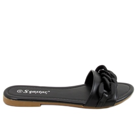 Černé pantofle s řetízkem černé CK205P černé černá