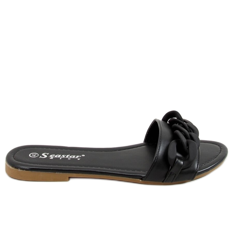 Černé pantofle s řetízkem černé CK205P černé černá