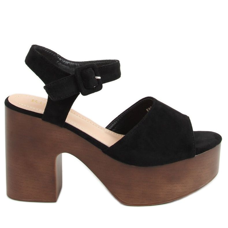 Černé sandály dřeváky F8201 Black černá