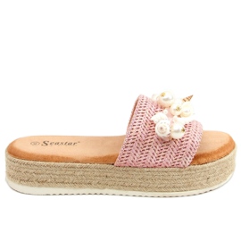 Pantofle espadrilky s růžovými mušlemi CK117P Pink