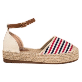 Clowse Pruhované espadrilky se sponou béžový červený vícebarevný