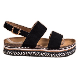 Ideal Shoes Semišové sandály na platformě černý