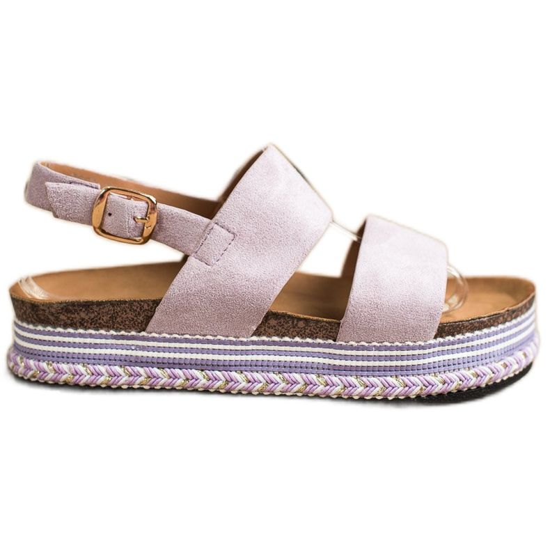 Ideal Shoes Semišové sandály na platformě fialový