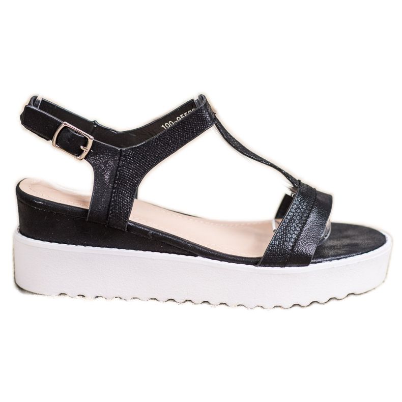 Bestelle Třpytivé klínové sandály černá