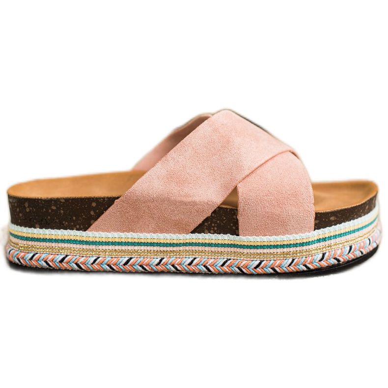 SHELOVET Pantofle z práškového semiše růžový