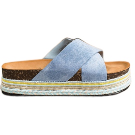 SHELOVET Modré semišové pantofle modrý