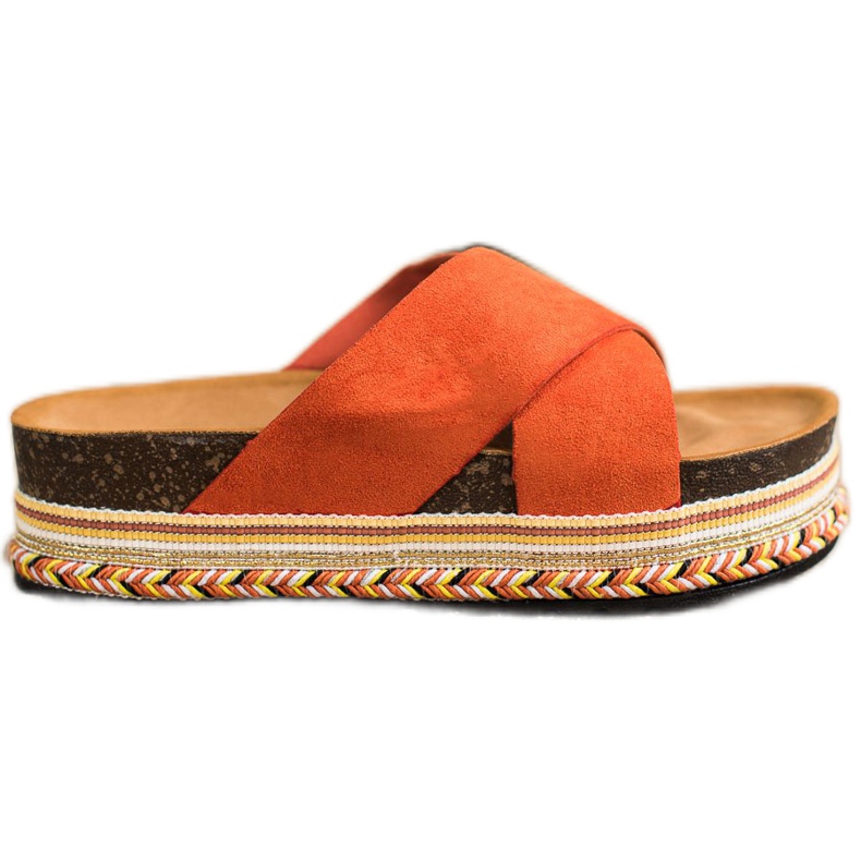 SHELOVET Oranžové pantofle se semišem oranžový