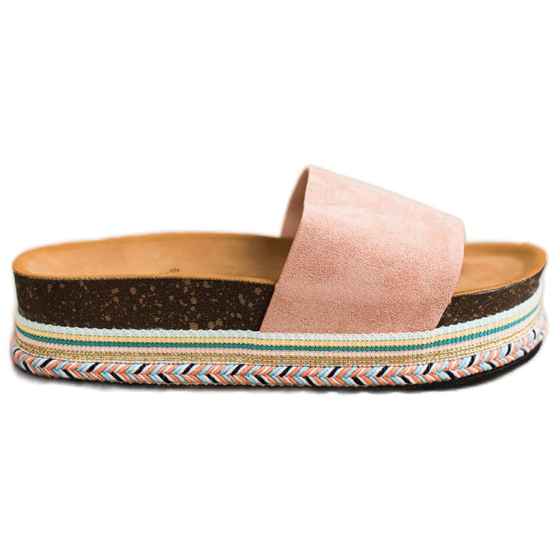 SHELOVET Pohodlné semišové pantofle růžový