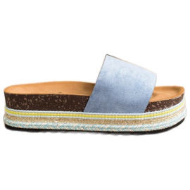 SHELOVET Pohodlné semišové pantofle modrý