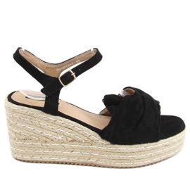 Černé espadrilky sandálů na klíncích WH-3K63 Black černý