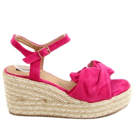 Espadrilky sandálů na fuchsiových klínech WH-3K63 Fuchsia růžový