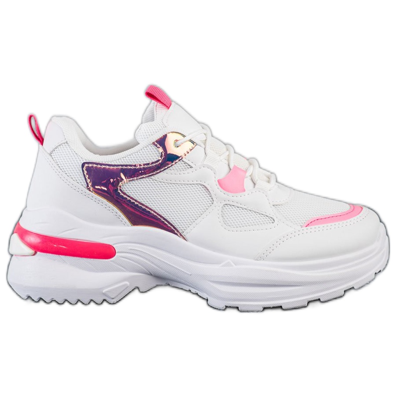 SHELOVET Tenisky s růžovými vložkami bílý