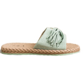 SHELOVET Pantofle S Třásněmi zelená