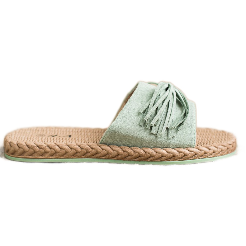 SHELOVET Pantofle S Třásněmi zelená SHELOVET Pantofle S Třásněmi zelená