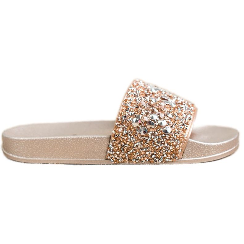 SHELOVET Pantofle s ozdobami zlatý