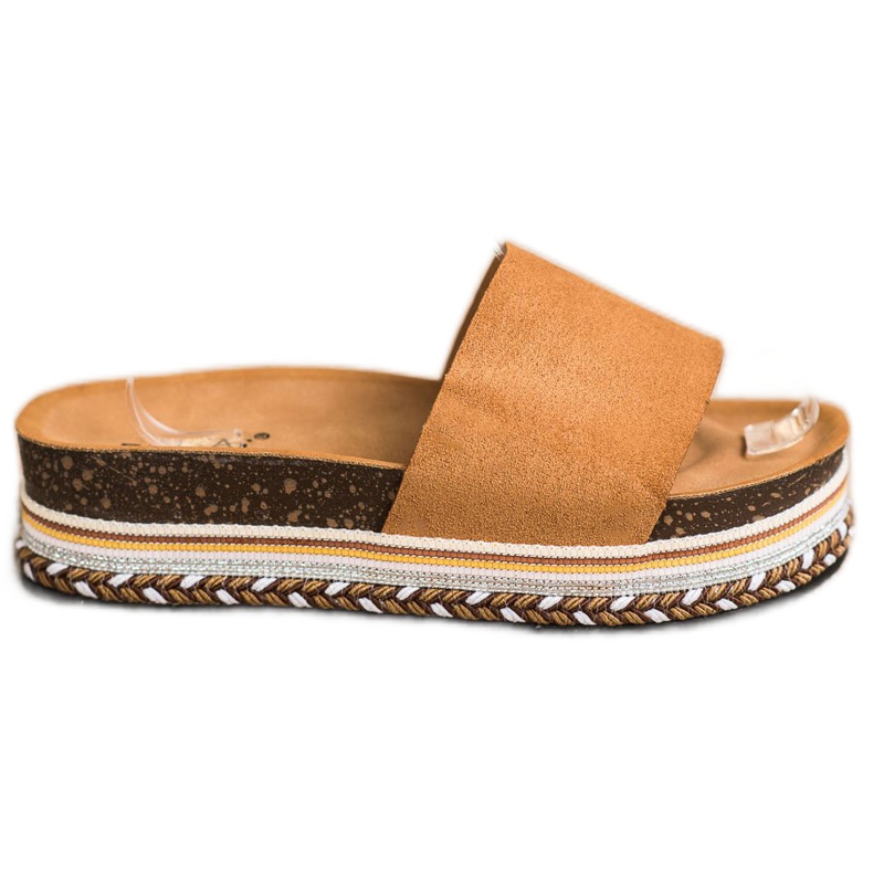 SHELOVET Pohodlné semišové pantofle hnědý