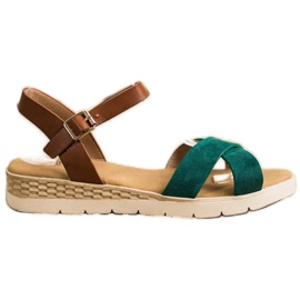 SHELOVET Neformální sandály se sponou hnědý zelená