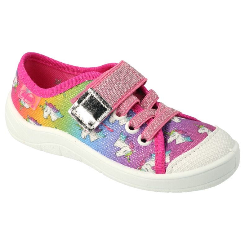 Dětská obuv Befado 251X178 Unicorn modrý oranžový růžový stříbrný zelená