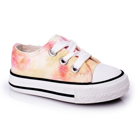 Dětské klasické tenisky s efektem Tie-Dye Simba 807-3A růžový žluť