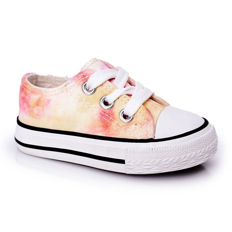 Dětské klasické tenisky s efektem Tie-Dye Simba 807-3A růžový žlutá
