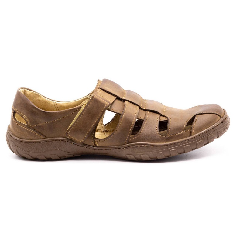 Polbut Pánské prolamované boty 237 na letní hnědé hnědý